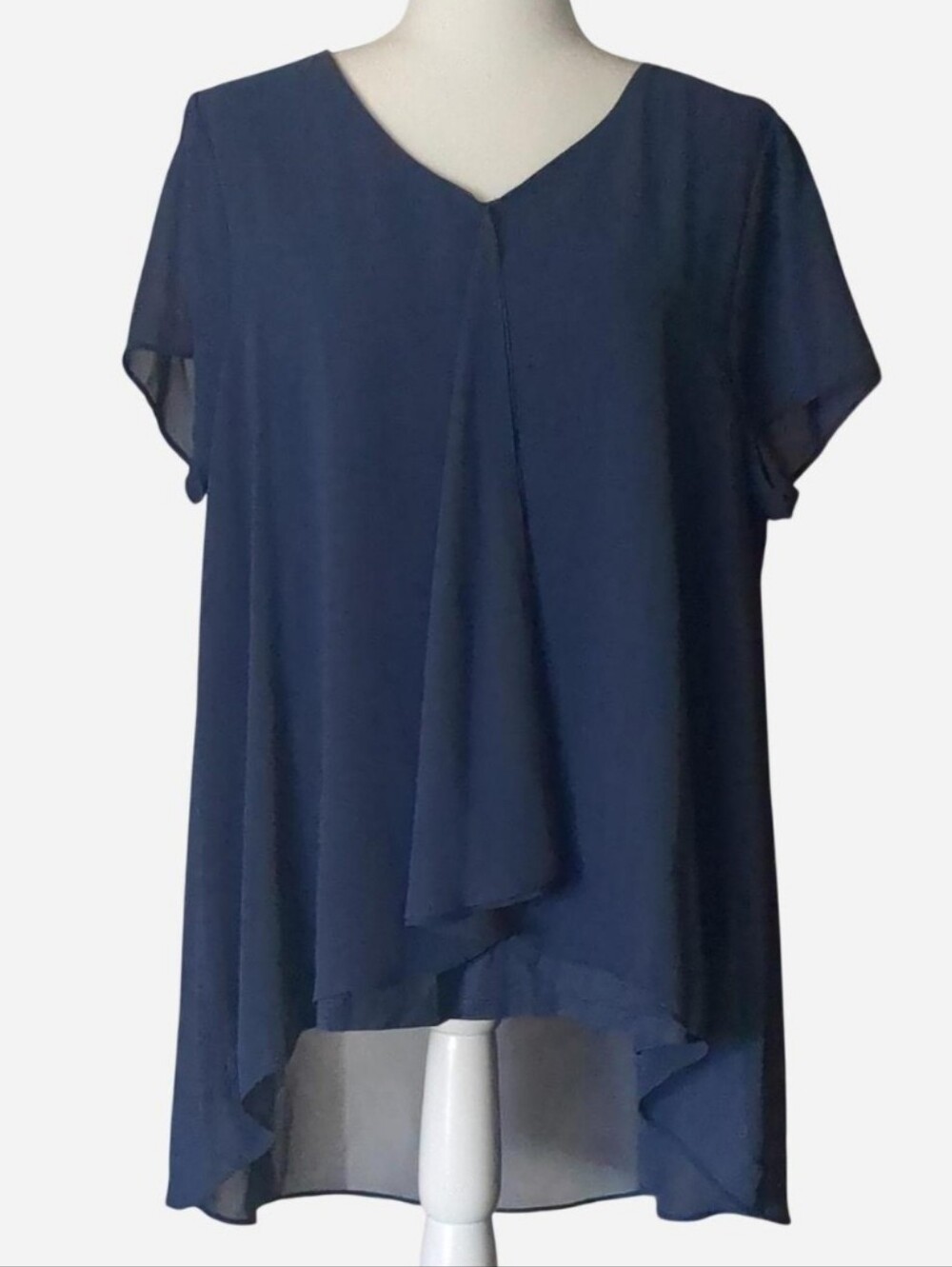 ✨ Chico's Twilight Blue Hi-Lo Double Layer Top – Ethereal Chiffon Tunic – Size 3